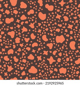 Resumen blob salpicar plantilla de diseño naranja sobre fondo oscuro. Patrón de patrón transparente decorativo ilustración del vector fondo