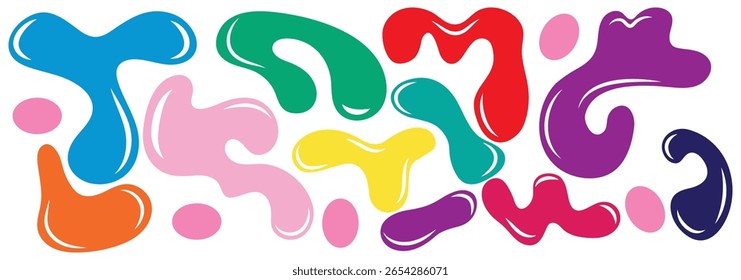 Abstract blob with wavy and irregular shape. Organic figure amoeba with fluid form. Flat vector illustration isolated on white background.