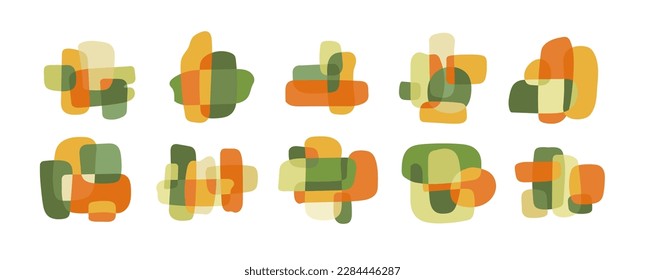 En resumen, el blanco es el elemento de decoración de arte contemporáneo. Formas gráficas abstractas y coloridas dibujadas a mano, diseño interior moderno, colección de imágenes de carteles ilustradas vectoriales.