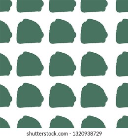 Abstract block motif. Vector illustration. Background with minimalistic elements. Textured seamless pattern. Grunge endless template. White and green colours backdrop. Fabric textile print.