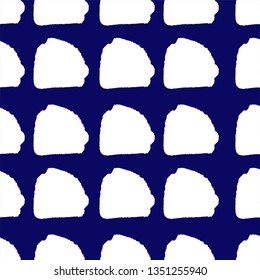 Abstract block motif. Vector illustration. Background with minimalistic elements. Textured seamless pattern. Grunge endless template. Blue and white colours backdrop. Fabric textile print.