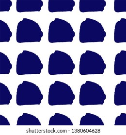 Abstract block motif. Vector illustration. Background with minimalistic elements. Textured seamless pattern. Grunge endless template. Blue and white colours backdrop. Fabric textile print.