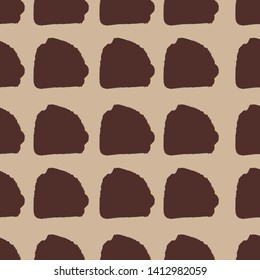 Abstract block motif. Vector illustration. Background with minimalistic elements. Textured seamless pattern. Grunge endless template. Brown and beige colours backdrop. Fabric textile print.