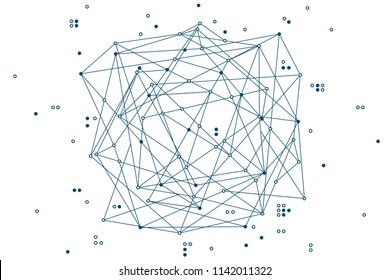 Abstract blockchain background. White background. Horizontal format version.