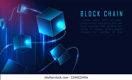 Abstract Blockchain banner in futuristic Concept of Digital Technology. Vector Illustration. - Vector