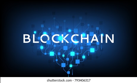 Abstract Blockchain Concept Banner. Modern Concept Of Digital Technology In The Shape Of Block Chain. Vector Illustration With Network Circuit.