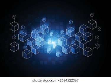 Resumo conceito de tecnologia digital blockchain. Design de Big Data. Ilustração vetorial