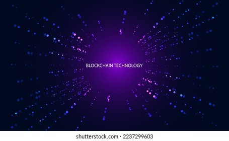 Resumen blockchain tecnología digital moderna azul sobre fondo azul hermoso fondo de espacio de copia púrpura