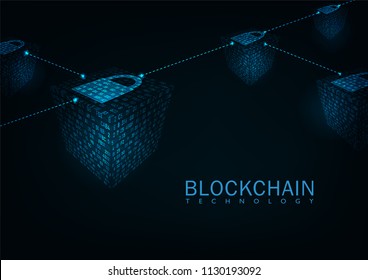 Abstract blockchain technology concept .Isometric digital blocks connection 
of data depicting a cryptocurrency blockchain.