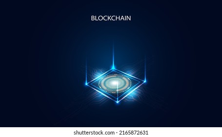 Abstract blockchain technology cryptocurrency and fintech square digital crypto operations Connect block, data transmission, new technology system, Vector illustration.