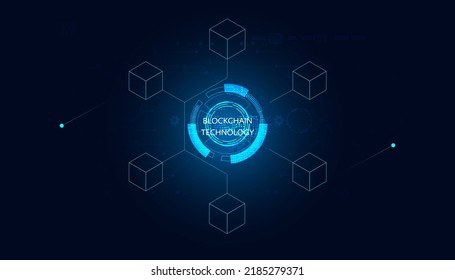 Abstract blockchain technology cryptocurrency and fintech square cube crypto operations Connect block, data transmission, new technology system, Vector illustration.