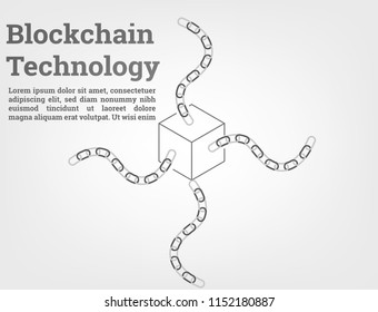 Abstract blockchain technology vector,blockchain connection with geometric in abstract background.