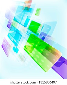 Abstract blocks template design - falling down simple geometric shapes on light coloured background, straight lines and rectangles. Vector illustration.