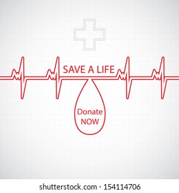 Abstract blood donor background creative heart beat illustration