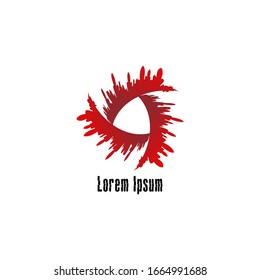 Abstract blood splash vortex illustration. Horror logo design template. War, Anarchy logo concept isolated on white background
