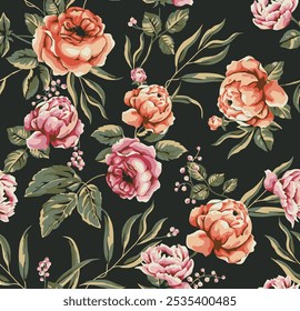 Abstract  blooming bright flower motif arrangement all- over textile design illustration digital image printing factory