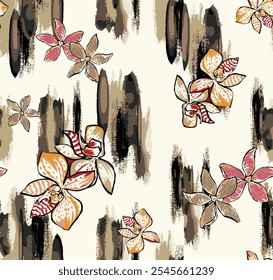 Abstract an  blooming bright flower motif arrangement all- over textile design illustration digital image printing factory