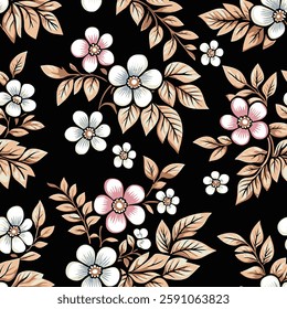 Abstract blooming bright flower motif arrangement all- over textile design illustration digital image printing factory