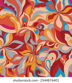 Abstract  blooming bright paisley motif arrangement all- over textile design illustration digital image printing factory