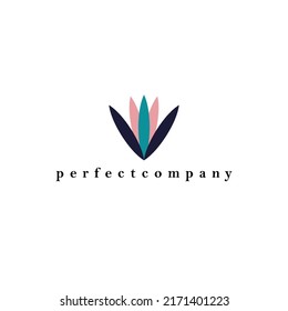 Abstract blooming flower vector logo. Lotus flower flat logo. Suitable for company, corporation, organization, office, board, industry, school, and institution.