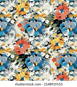abstract blooming flowers motif with multicolor illustration vector full all over textiles design digital image