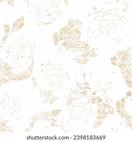 Resumen del patrón transparente del vector de tinta de floración. Flores verdes de estilo japonés de textura beige y blanca. El resorte libre florece de fondo natural. Diseño de fondo de pantalla botánico creativo monocromo