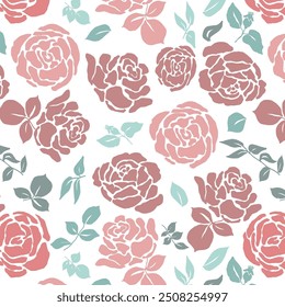Abstract Blossom Flowers Silhouettes Textured Background Seamless Pattern Trendy Fashion Colors Perfect Bright Colors Perfect for Fabric Print or Wrapping Paper 