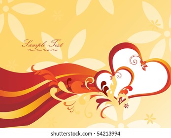 abstract blossom, stripes background with decorated heart