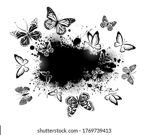 Abstract blot and butterflies. Vector illustration