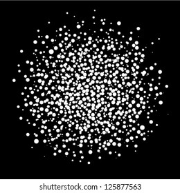 abstract blot of dots on black background, vector illustration