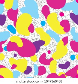 Abstract blot seamless pattern. Dotted tile background. Stylish hand drawn artistic wallpaper in 1980s style