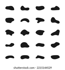Resumen de juego de manchas. Gotas líquidas de diversas formas. Formas orgánicas aleatorias.
