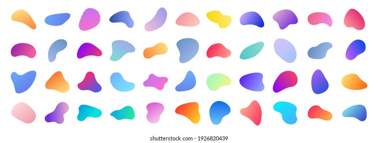 Abstract Blotch Shape. Liquid Shape Elements. Set Of Modern Graphic Elements. Fluid Dynamical Colored Forms Banner. Gradient Abstract Liquid Shapes. Vector Illustration.