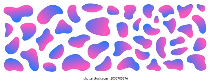 Abstract blotch shape. Liquid shape elements. Set of modern graphic elements. Fluid dynamical colored forms banner. Gradient abstract liquid shapes. Vector illustration.