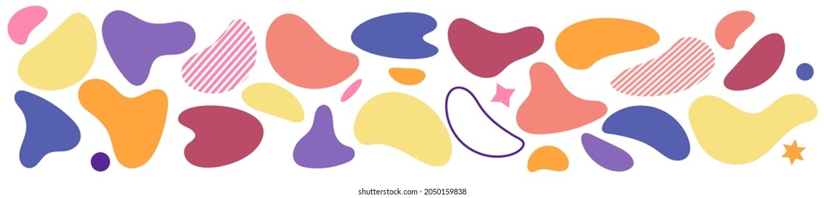 Abstract blotch shape. Liquid shape elements. Set of modern graphic elements. Fluid dynamical colored forms banner. Gradient abstract liquid shapes. Vector illustration.