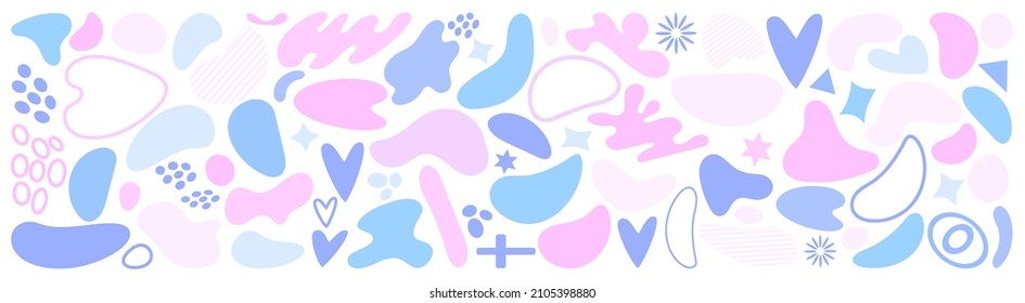Abstract blotch shape. Liquid shape elements. Set of modern graphic elements. Fluid dynamical colored forms banner. Gradient abstract liquid shapes. Vector illustration.