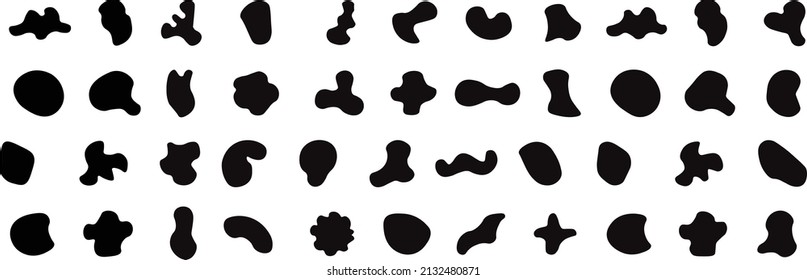 Abstract blotch shape. Liquid shape elements. Set of modern graphic elements. Fluid dynamical colored forms banner. Gradient abstract liquid shapes. Random shapes. Black blobs, round abstract organic