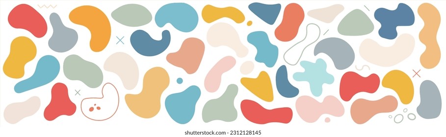 Abstract blotch shape. Random abstract liquid organic black irregular blotch shapes. Set of modern graphic elements. Liquid shape elements. Fluid dynamical colored forms banner