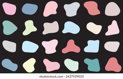  Abstract blotch shape. Random abstract liquid organic black irregular blotch shapes. Set of modern graphic elements. Liquid shape elements. Fluid dynamical colored forms banner. template design