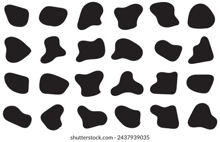  Abstract blotch shape. Random abstract liquid organic black irregular blotch shapes. Set of modern graphic elements. Liquid shape elements. Fluid dynamical colored forms banner. template design