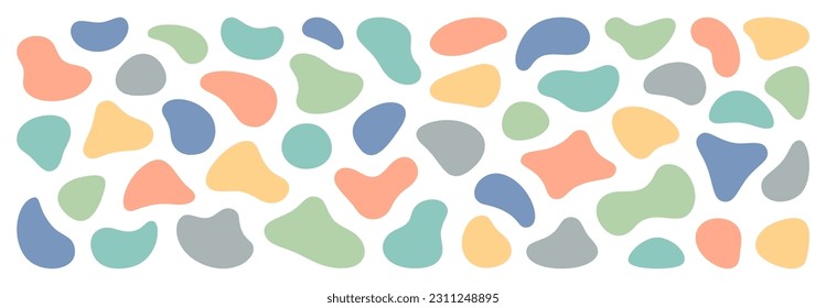 Abstract blotch shape set. Liquid elements on white. Fluid forms banner. Vector illustration