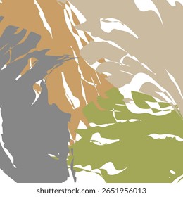 Design de manchas abstratas. Paleta de tons terra. Textura de forma orgânica. Fundo branco vetorial.