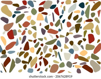 Abstract blotches, freehand generated rounded forms created non figurative 2D forms in color