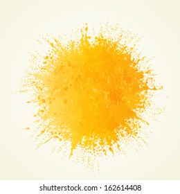 Abstract blots. Watercolor Background . Vector Illustration .Grunge orange stamp. Textured circle