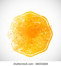 Abstract blots. Watercolor Background . Vector Illustration .Grunge orange stamp. Textured circle