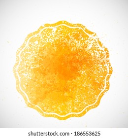 Abstract blots. Watercolor Background . Vector Illustration .Grunge orange stamp. Textured circle