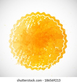 Abstract blots. Watercolor Background . Vector Illustration .Grunge orange stamp. Textured circle