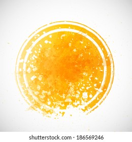 Abstract blots. Watercolor Background . Vector Illustration .Grunge orange stamp. Textured circle