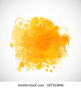 Abstract blots. Watercolor Background . Vector Illustration .Grunge orange stamp. Textured circle