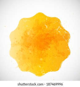 Abstract blots. Watercolor Background . Vector Illustration .Grunge orange stamp. Textured circle